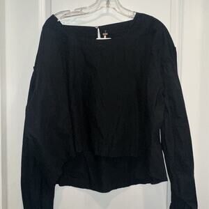 Free People Med Black OfftheShoulder Puff-Sleeve Open Back Hi Low Romantic Goth